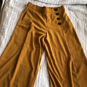 ZARA Mustard Wide Leg Flowy Pants